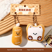 Cute Bread Match Car Keychain Pendant Small Gift Plush Doll Schoolbag Pendant Chain